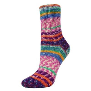 Rellana Flotte Sock Burano superwash wool polyamide 1186 apricot pink purple yellow