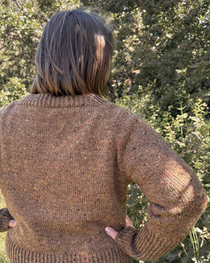 Basic V by Minimi Knit Design in Estelle Highland Alpaca Worsted Tweed