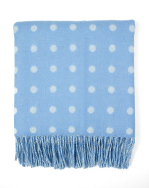 Foxford Woolen Mills Baby Blanket lambswool blue spot