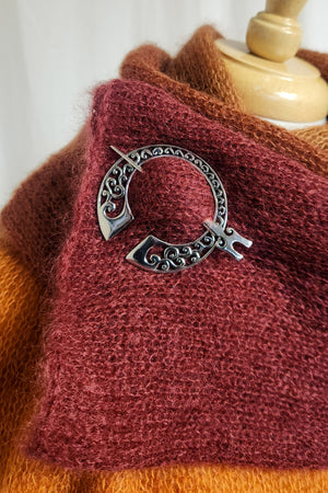 Barb Alexander Designs Shawl Pin white bronze celtic swirl pennanular