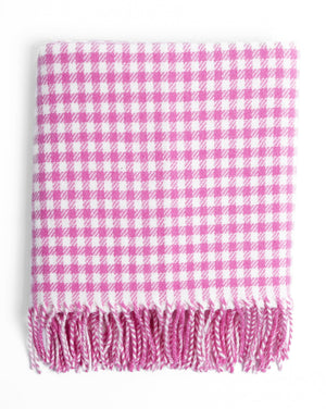 Foxford Woolen Mills Baby Blanket lambswool cherise gingham