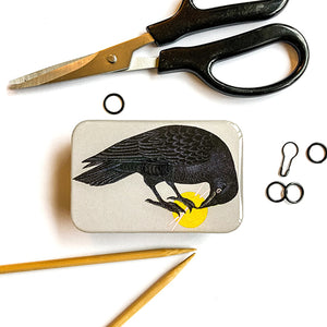Firefly Notes Notions Tin resin crow and yarn