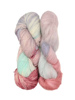 Fleece Artist Handmaiden Halo Lux Bundle mohair silk superwash merino ice wine