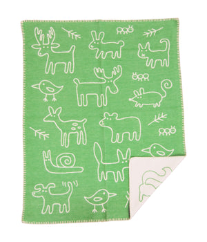 Klippan Cotton Baby Blanket brushed organic cotton in the woods green