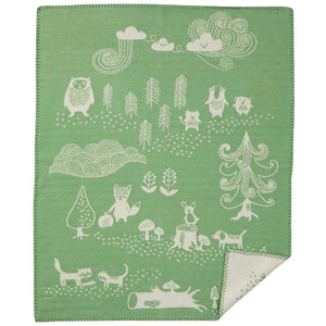 Klippan Cotton Baby Blanket brushed organic cotton little bear green