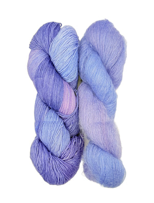 Fleece Artist Handmaiden Halo Lux Bundle mohair silk superwash merino periwinkle