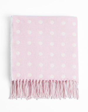 Foxford Woolen Mills Baby Blanket lambswool pink spot
