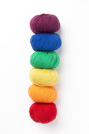 Happy Baby Blanket in Drops Baby Merino wool rainbow colourway