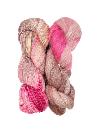 Fleece Artist Handmaiden Halo Lux Bundle mohair silk superwash merino sakura