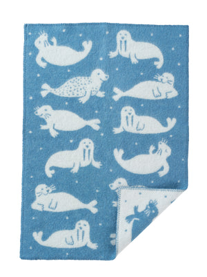 Klippan Baby Blanket eco lambswool seal blue