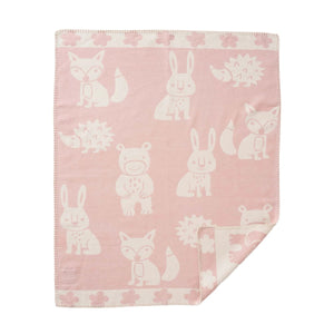 Klippan Cotton Baby Blanket brushed organic cotton smile pink