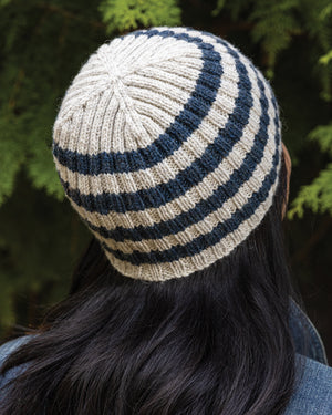 Churchmouse Yarns and Teas pattern striped ribbed beanie