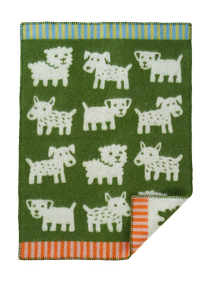 Klippan Baby Blanket eco lambswool voff woof green