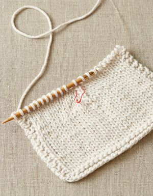 Cocoknits Opening Stitch Markers painted steel in use