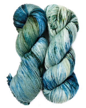 Ancient Arts Socknado superwash merino nylon whales in the water