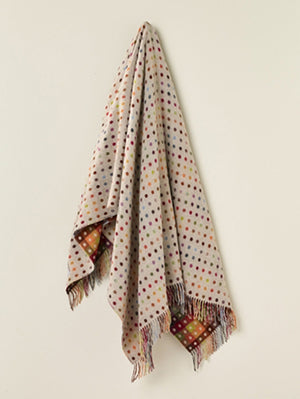 Bronte by Moon Merino Wool Throw merino wool beige multispot check