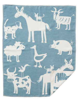 Klippan Cotton Baby Blanket brushed organic cotton farm blue