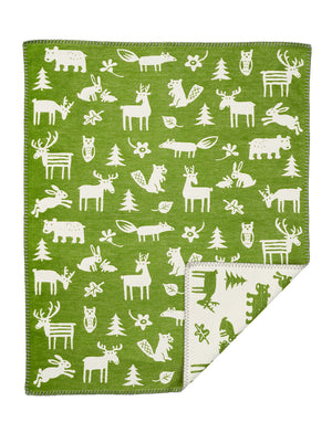 Klippan Cotton Baby Blanket brushed organic cotton forest green