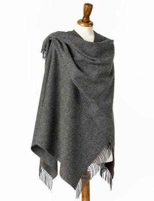 Bronte by Moon Mini Ruana Wrap merino lambswool grey