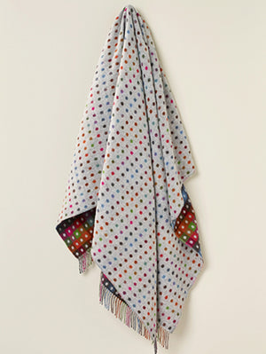 Bronte by Moon Merino Wool Throw merino wool grey multispot check