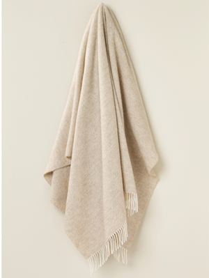 Bronte by Moon Merino Wool Throw merino wool herringbone beige