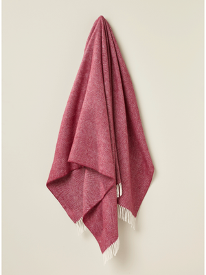 Bronte by Moon Pure New Wool Throw wool herringbone berry