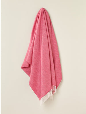 Bronte by Moon Merino Wool Throw merino wool herringbone cerise lambswool