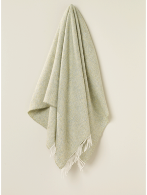 Bronte by Moon Pure New Wool Throw wool herringbone light sage