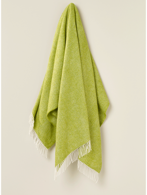 Bronte by Moon Pure New Wool Throw wool herringbone lime
