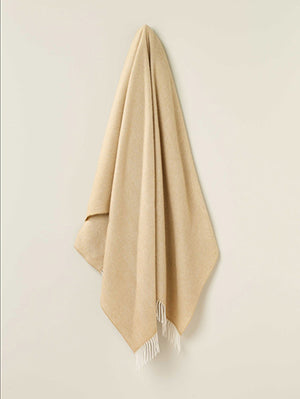 Bronte by Moon Pure New Wool Throw wool herringbone natural