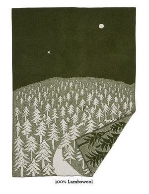 Klippan Classic Wool Blanket lambswool house in the forest green