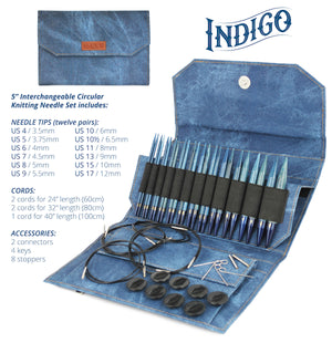 Lykke Indigo Interchangeable Set 13cm/5" Tips indigo