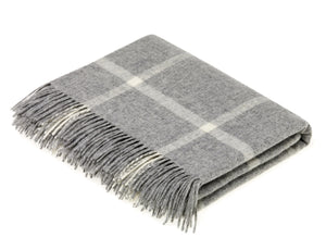 Bronte by Moon Merino Wool Throw merino wool windowpane grey