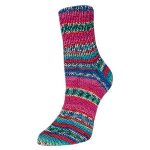 Rellana Flotte Socke Legato wool polyamide 3060 pink teal and blue