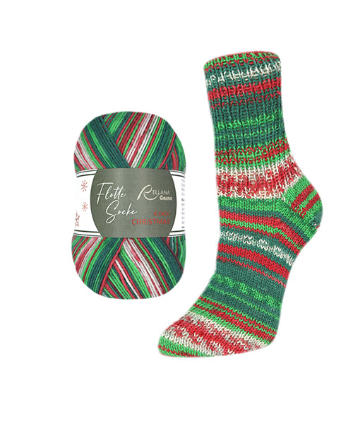 Rellana Flotte Socke Christmas wool polyamide 421 red white green