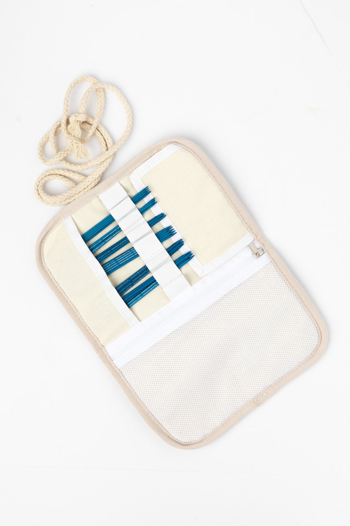 Kollage Square Double Pointed Needle Set aluminum blue with soft cloth case