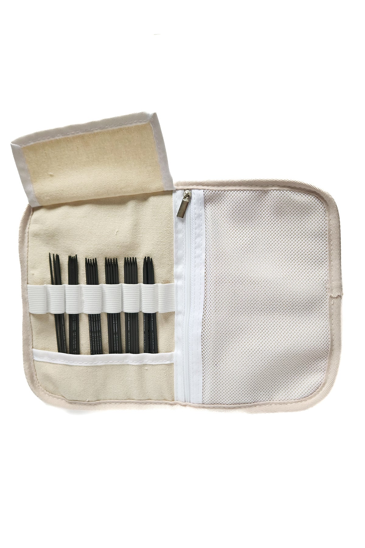 Kollage Square Double Pointed Needle Set aluminum grey with soft cloth case