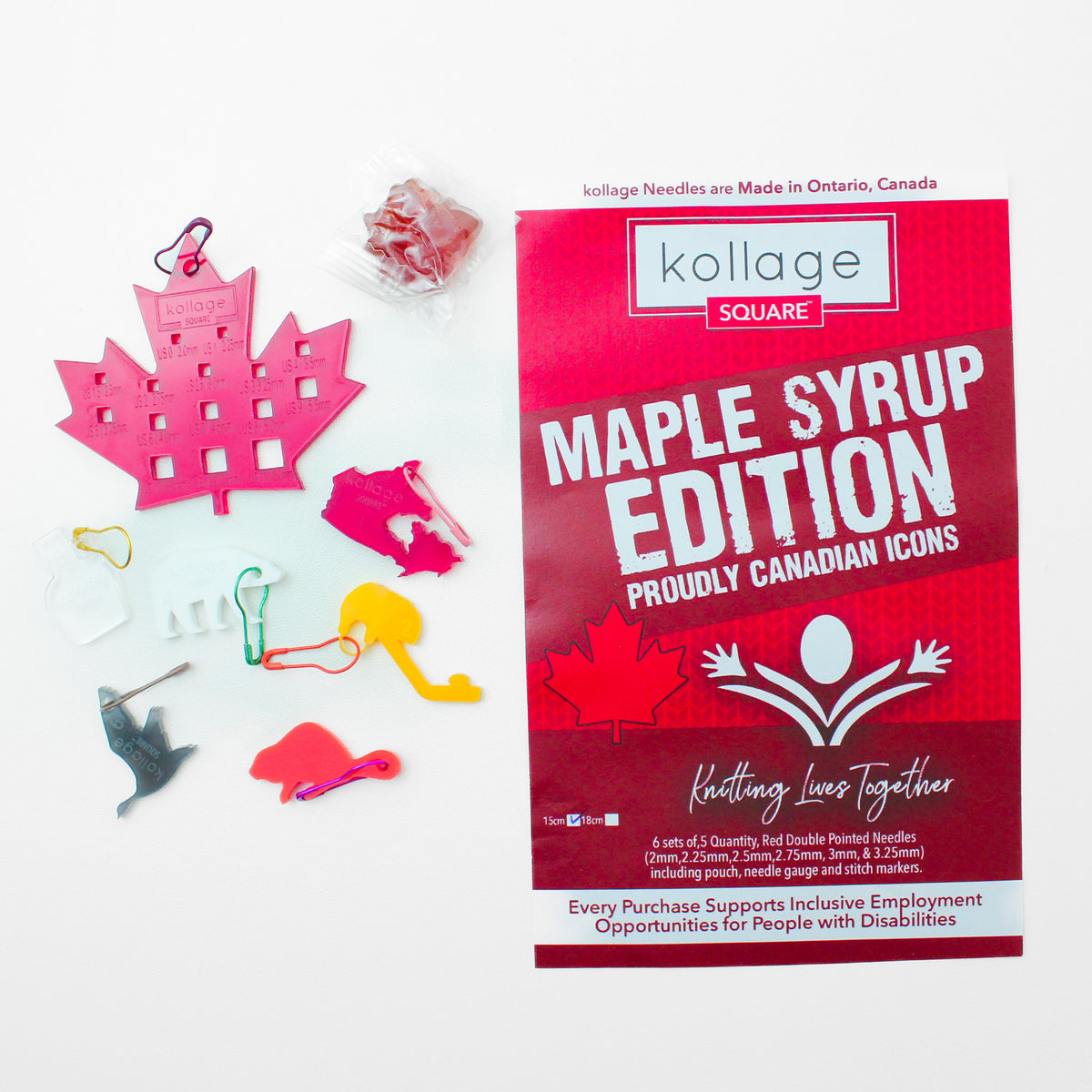 Kollage Square Double Pointed Needle Set red maple syrup edition