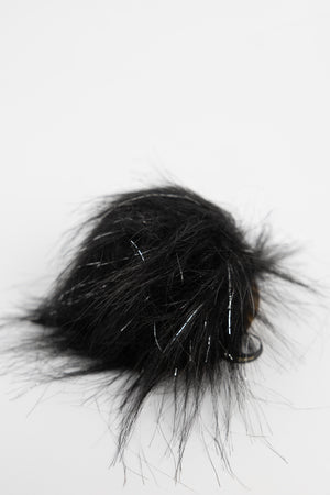 Yarnboler Faux Fur Pompom Large 61 black sparkle