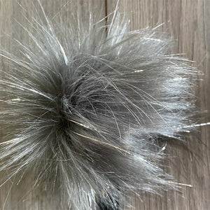 Yarnboler Faux Fur Pompom Large 63 grey sparkle