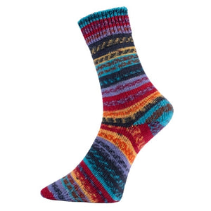 Pro Lana Fjord Socks Puzzle wool polyamide 80 pink yellow teal