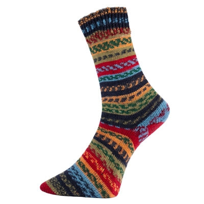 Pro Lana Fjord Socks Puzzle wool polyamide 83 red yellow blue