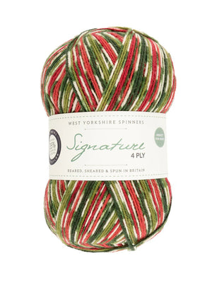 West Yorkshire Spinners Signature 4-ply wool nylon 886 holly berry
