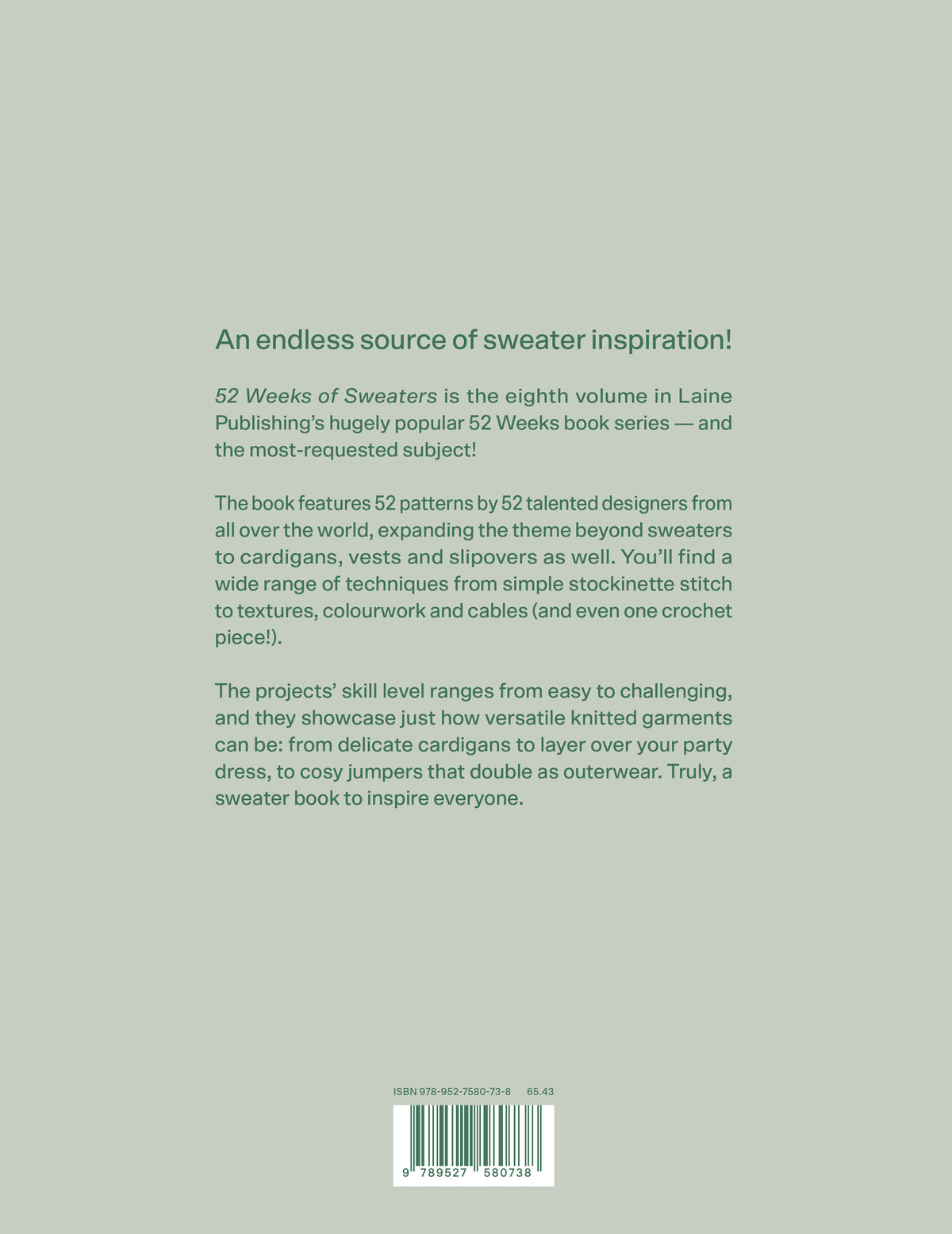 Laine 52 Weeks of Sweaters back cover