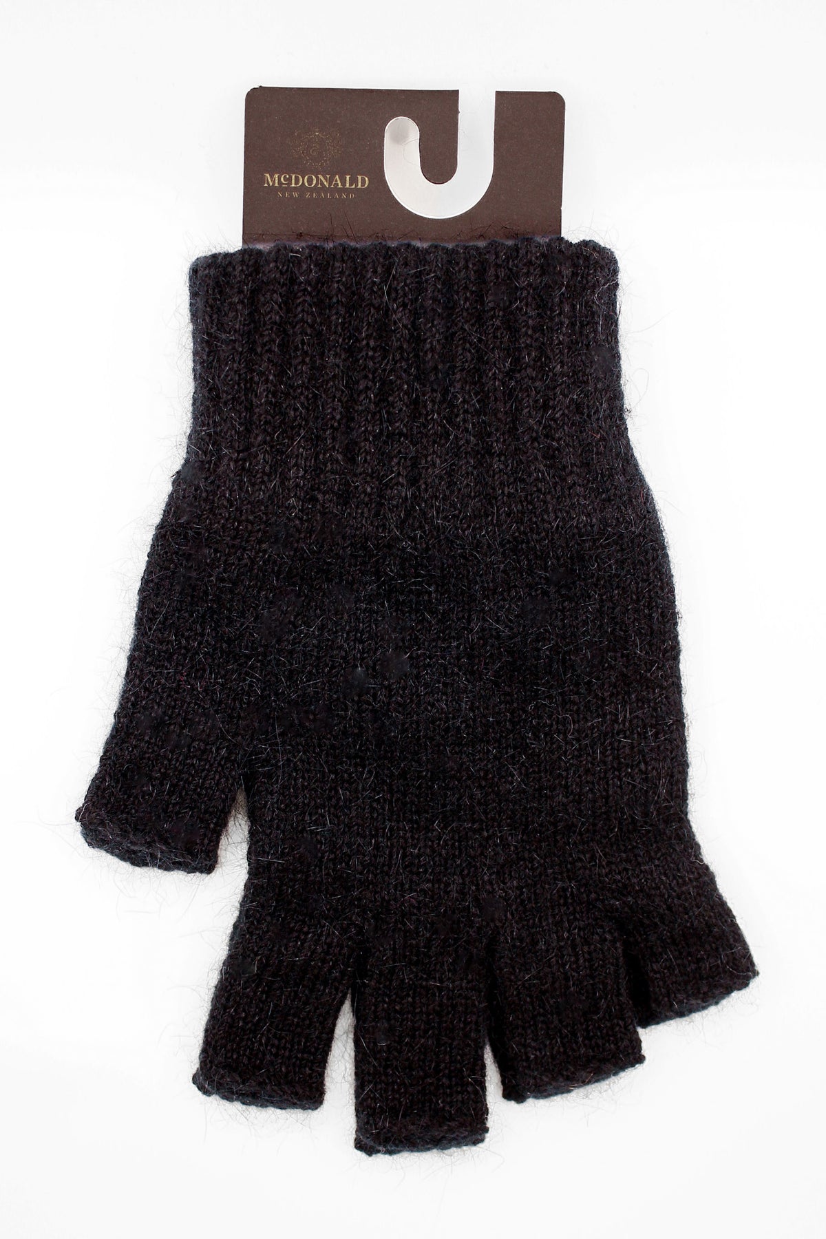 McDonald Textiles Possum Merino Open Finger Gloves possum merino black