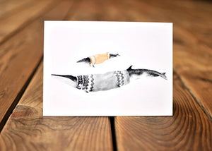 Natasha Van Netten Greeting Card cocoon minke and fin