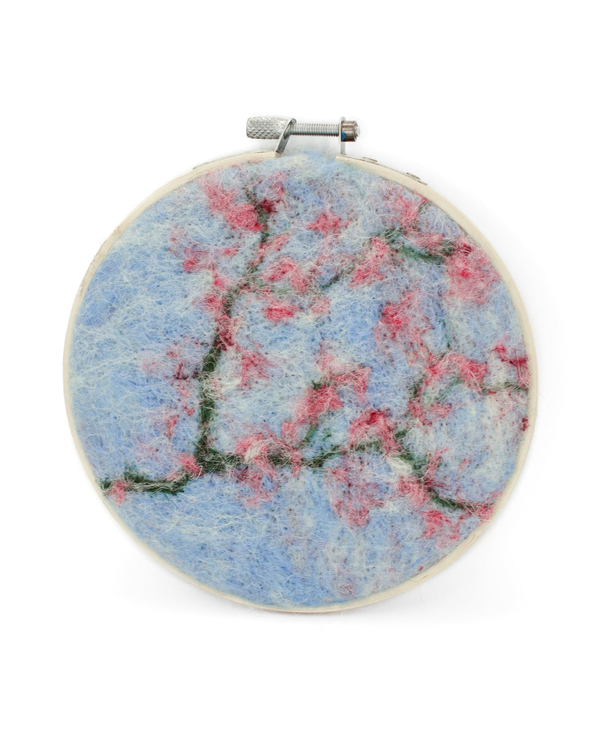 2D needle felting class cherry blossom design