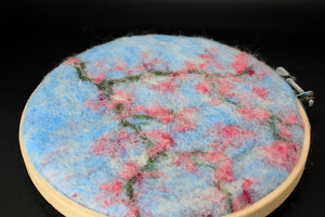 2D needle felting class cherry blossom design