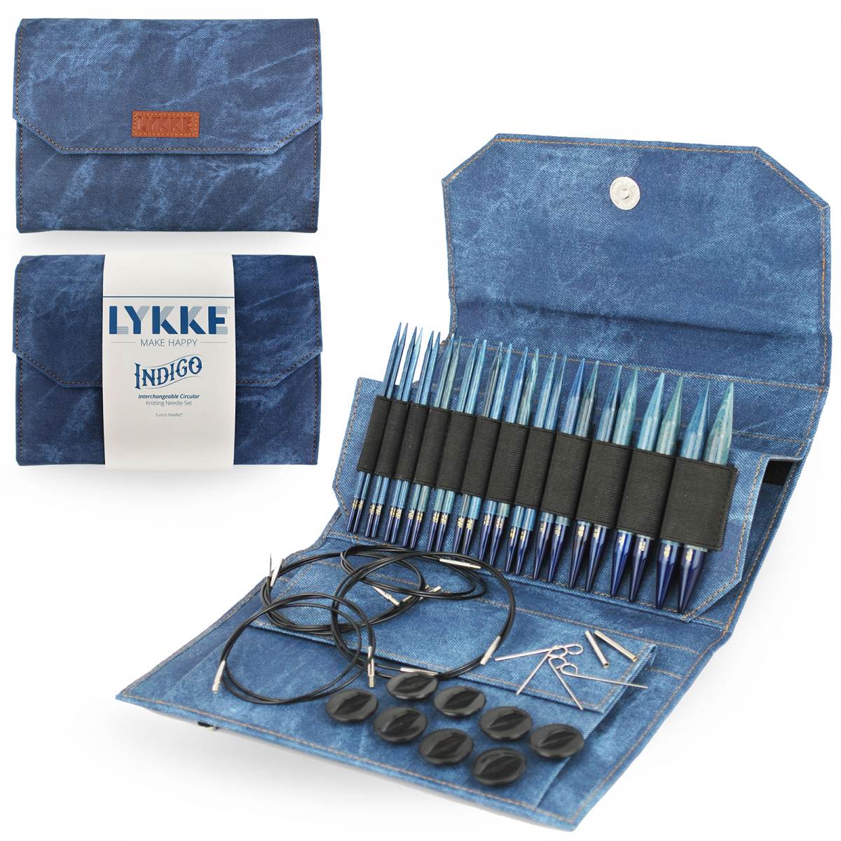 Lykke Indigo Interchangeable Set 13cm/5" Tips azure fabric