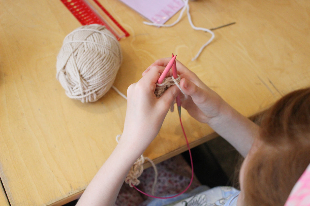 Kids Level 0: Learn to Knit class at Beehive Wool Shop